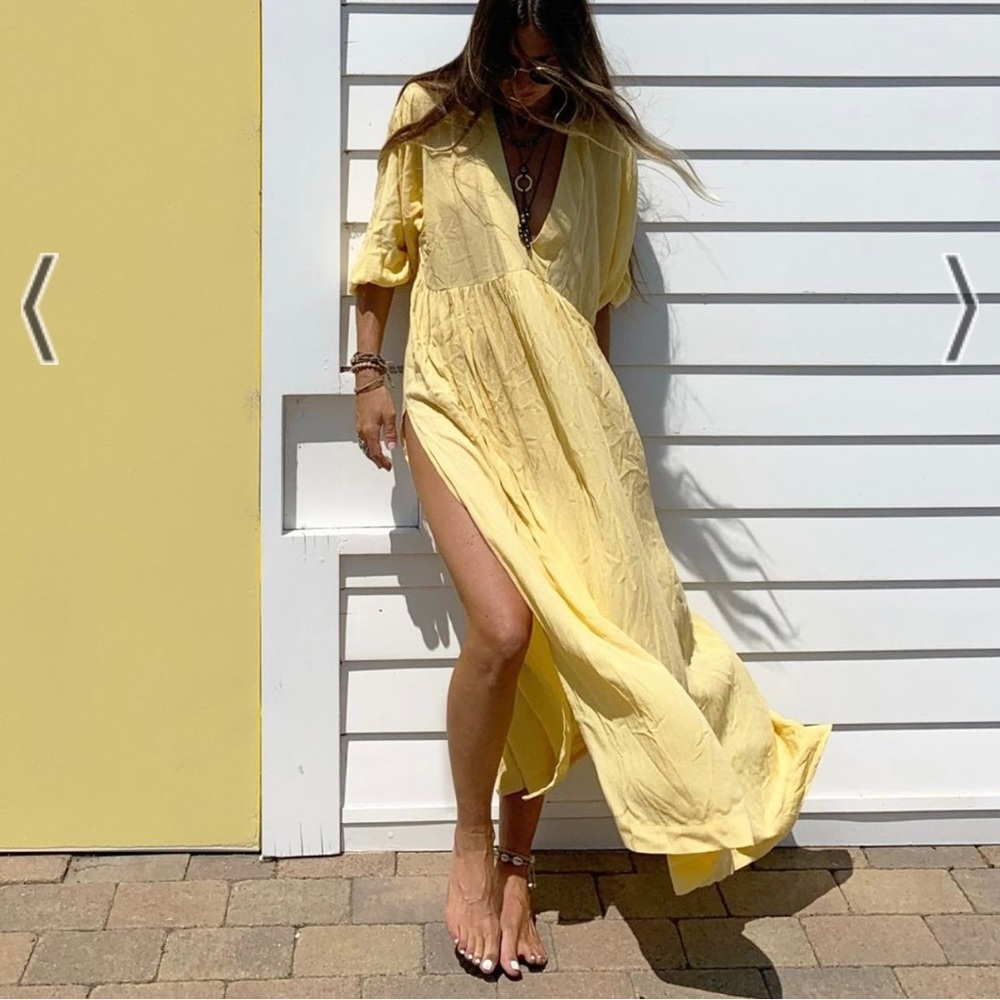 Jen's Pirate Booty Shenandoah Kaftan maxi coverup dress in Costa Verde (yellow)